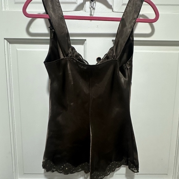 Y2K Charlotte Russe Dark Brown Satin Top Size Medium 2000s Fairycore - Picture 6 of 6